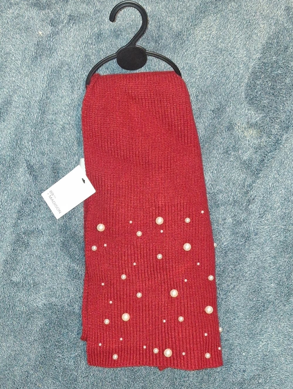 89th + Madison Women's Pearl-Embellished Red Knit Scarf
